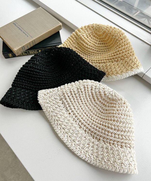 WEGO クロシェ編みハット ホワイトアイボリー