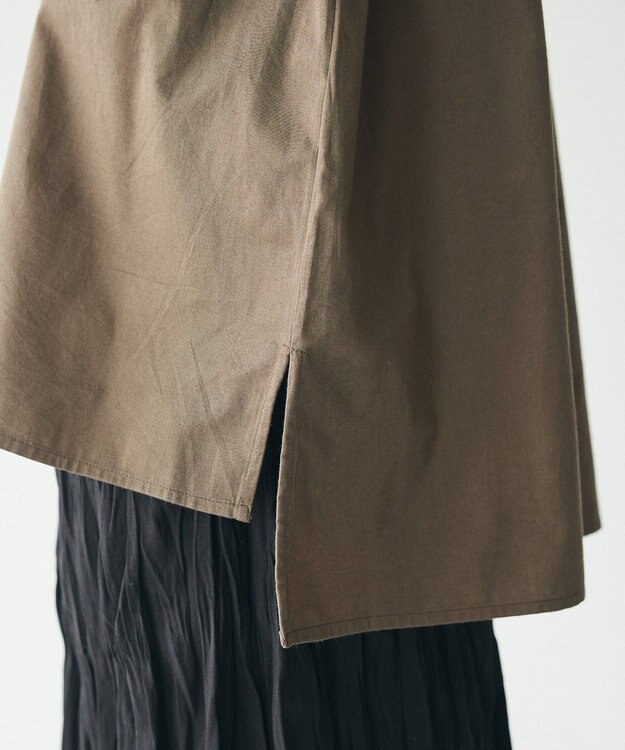 CRAFT STANDARD BOUTIQUE 刺繍入りツイルＶネックチュニック Khaki