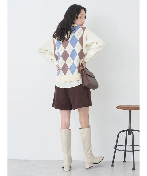 earth music&ecology アーガイルニットベスト Cream