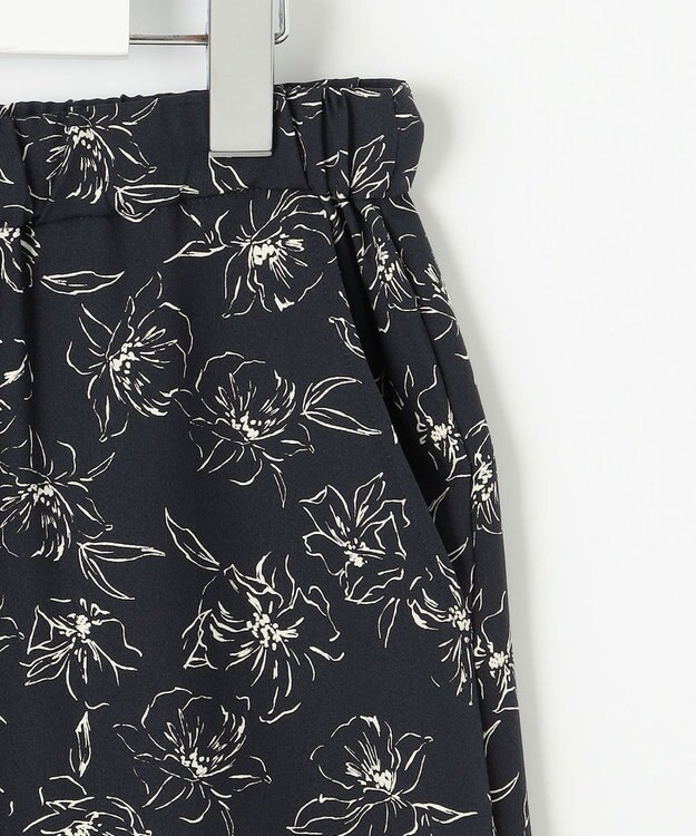 J.PRESS LADIES L 【洗える】ラインフラワープリント ワイドパンツ ネイビーベース系