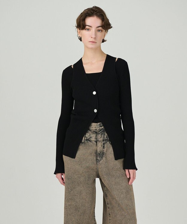 GRACE CONTINENTAL リブニットベスト ブラック