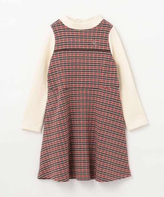 組曲 KIDS 【110-140㎝】チェックジャガード ワンピース ブラウン系3