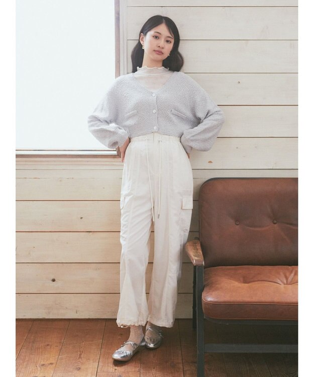 earth music&ecology ポコポコヤーンショートカーディガン Light Gray