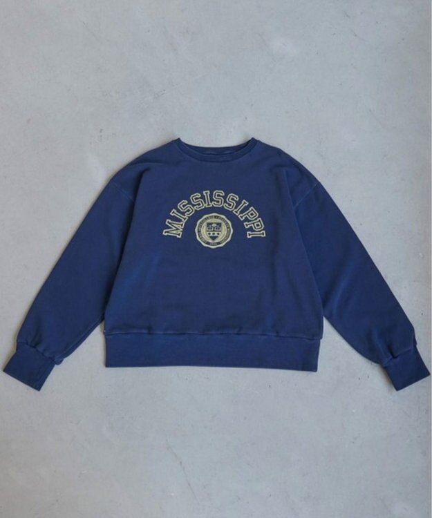 WEGO 【ANGIE VINTAGE】ピグメントカレッジロゴショートスウェット ネイビー