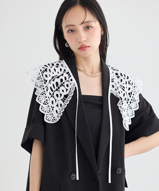 earth music&ecology レースつけ襟 Off White