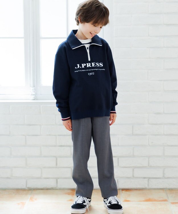J.PRESS KIDS 【140-170cm】ミニ裏毛 ハーフジップ トレーナー ネイビー系
