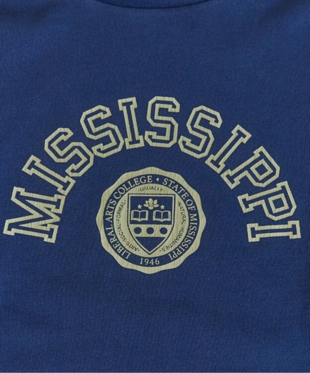 WEGO 【ANGIE VINTAGE】ピグメントカレッジロゴショートスウェット ネイビー