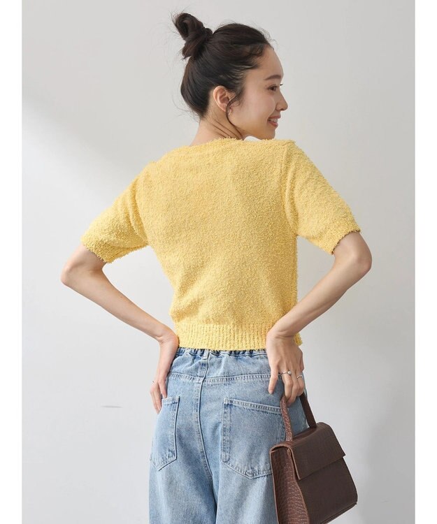 earth music&ecology ツイストブークレ半袖プルオーバー Light Yellow