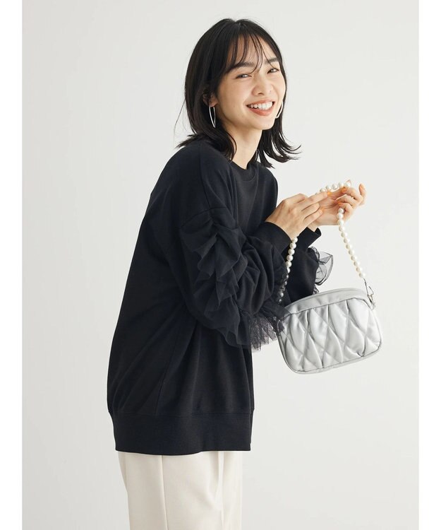 Green Parks ・ＳＵＧＡＲ　ＳＰＯＯＮ　チュールフリルプルオーバー Black