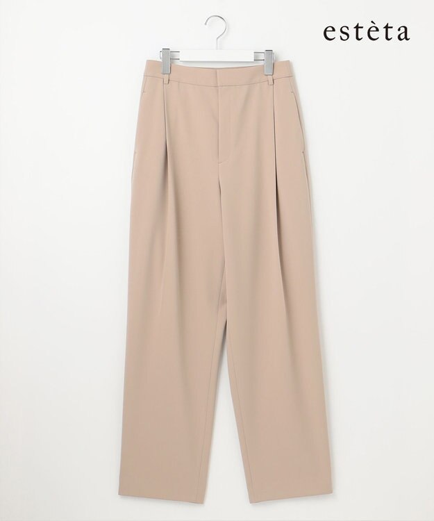 23区 【エステータ】コットンダブルクロス テーパード ワイドパンツ グレージュ系