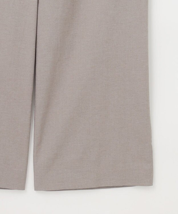 J.PRESS LADIES L 【洗える】麻ポリエステルストレッチ ワイド パンツ モカシャンブレー系