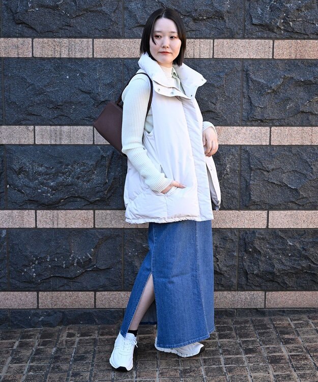 KWD 【日本製/高品質ダウン】STAND COLLAR DOWN VEST ダウンベスト アイボリー