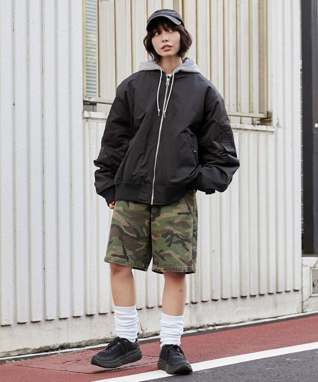 WEGO 【ユニセックス着用ITEM】パテッドフードMA－1 ブラック