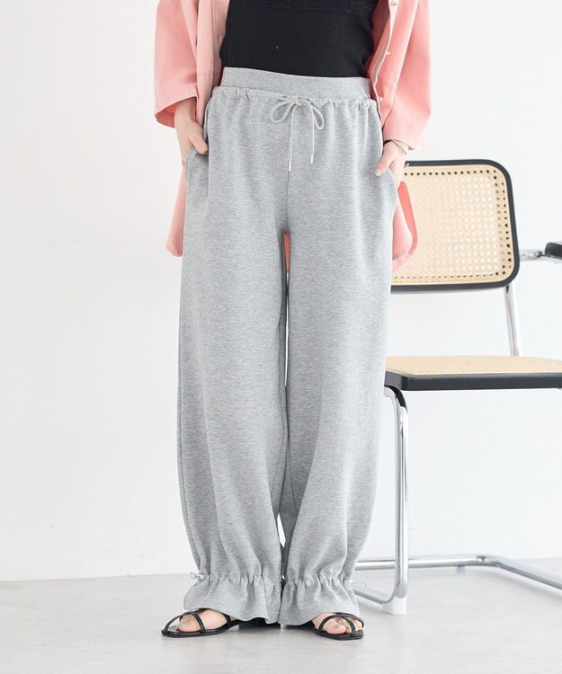 earth music&ecology 裾ドロストスウェットパンツ Gray Mixture