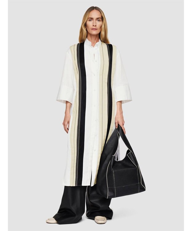 JOSEPH 【洗える】ポプリンカラーブロック　シャツドレス B&W Quail