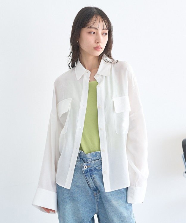earth music&ecology Ｗポケットシャツ Off White