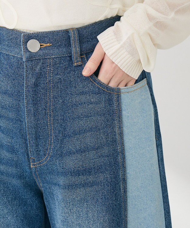 Green Parks 切り替えカーウ゛ィーデニムパンツ Indigo