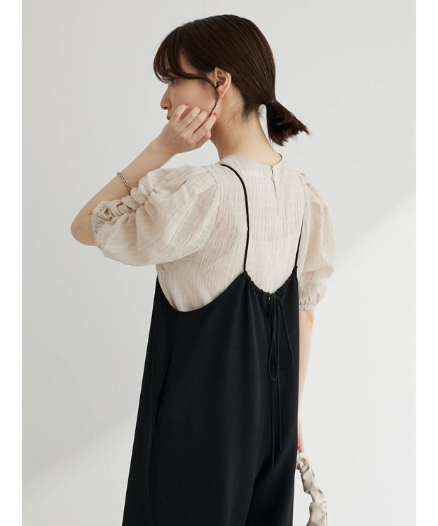 Green Parks 細ひもゆったりサロペット Black