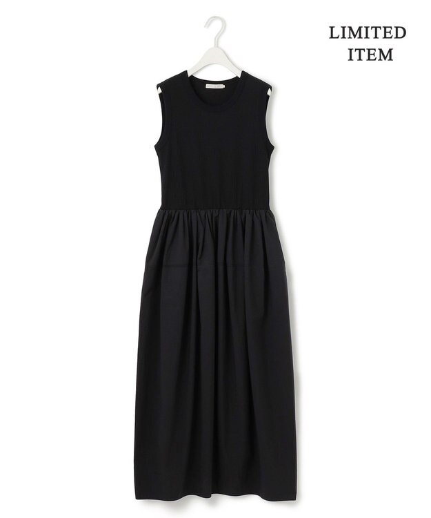 ICB L 【WEB限定・洗える】 リブコンビタイプライター ワンピース ブラック系