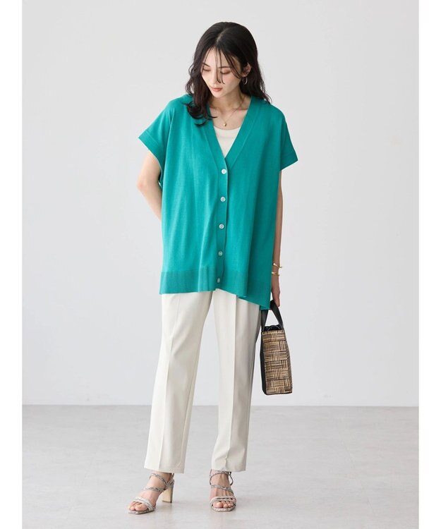 AMERICAN HOLIC 接触冷感Ｖネックニットカーディガン Green