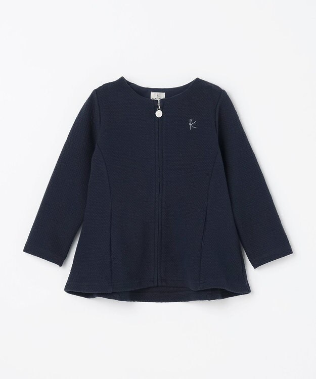 組曲 KIDS 【90-100㎝】フラワーキルト パーカー ネイビー