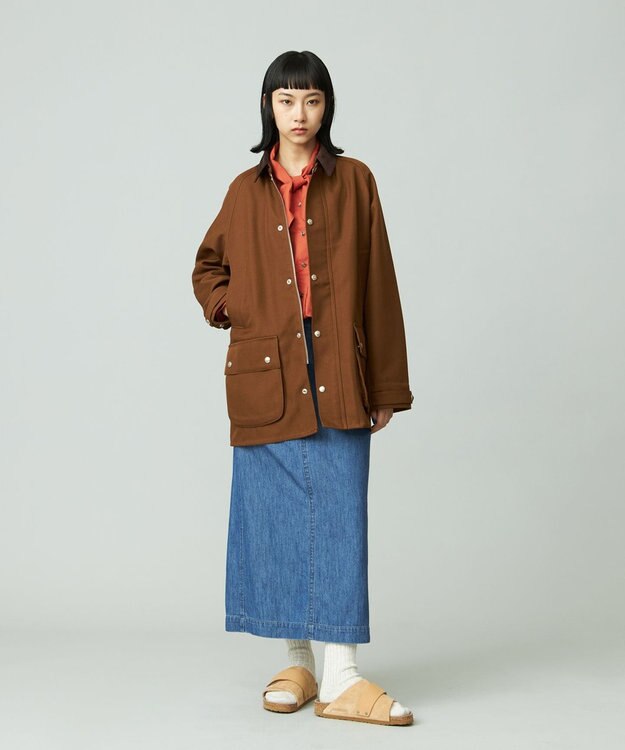 J.PRESS YORK STREET 【WOMEN】ソフトデニムスカート ダルブルー系