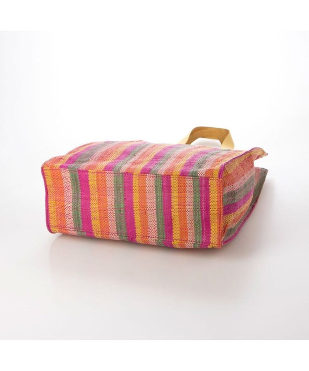 UNBILLION kakatoo ラフィアストライプカラーハンドルトート ピンクグリーン