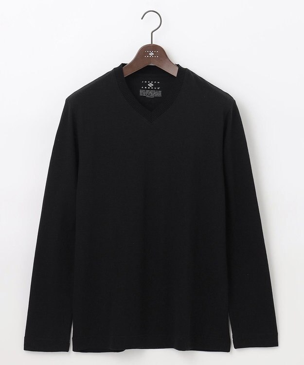 JOSEPH ABBOUD 【サスティナブル素材/柔らかな肌触り/ジャパンファブリック】 コットンラフィー Vネック Ｔシャツ ブラック系