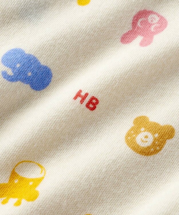 MIKI HOUSE HOT BISCUITS 【50-60㎝】 スムース素材 総柄ツーウェイオール アイボリー