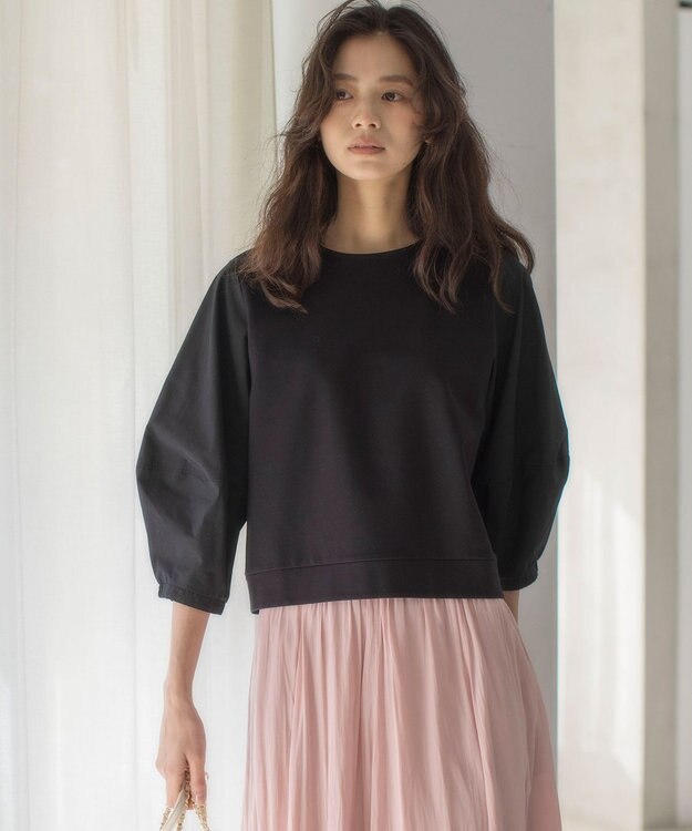 組曲 L 【WEB限定】ランタンスリーブミニ裏毛 プルオーバー ブラック系