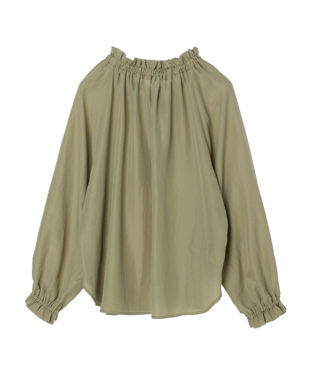 Green Parks スタンドフリルボウタイブラウス Green