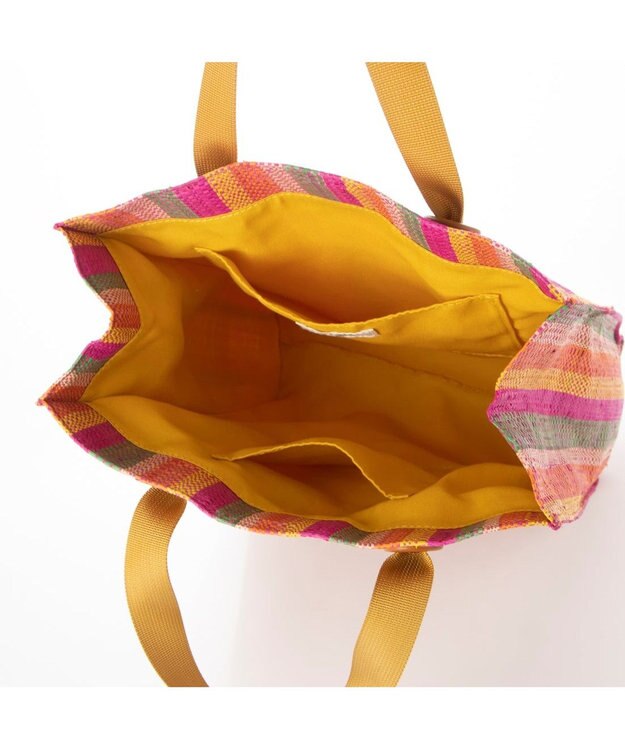 UNBILLION kakatoo ラフィアストライプカラーハンドルトート ピンクグリーン