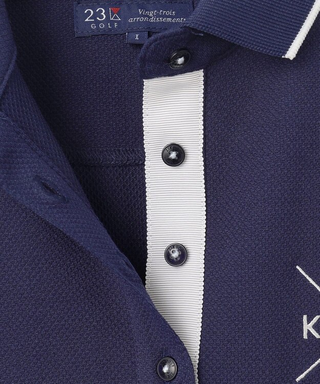 23区GOLF 【WOMEN】【UVカット】ハニカムカノコ長袖ポロシャツ ネイビー系