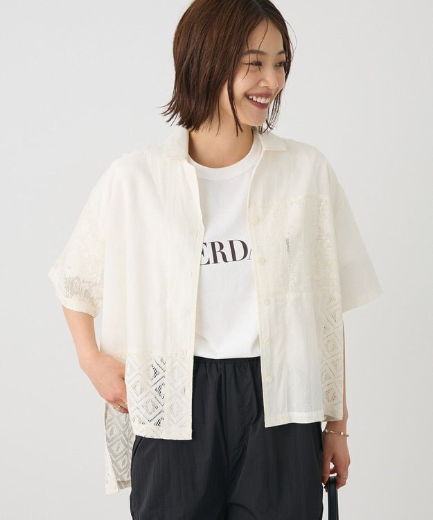 CRAFT STANDARD BOUTIQUE レースパッチワークシャツ Ivory