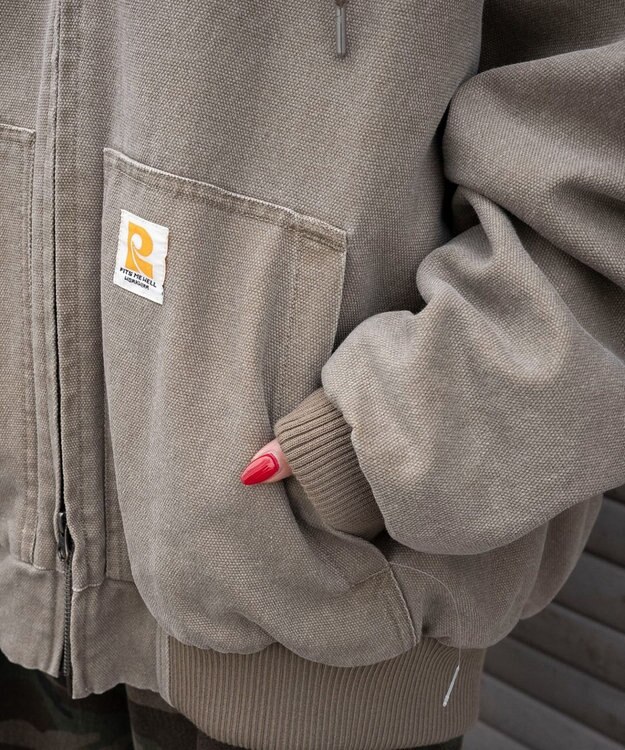 WEGO ワーカーズキルトフードブルゾン ベージュ