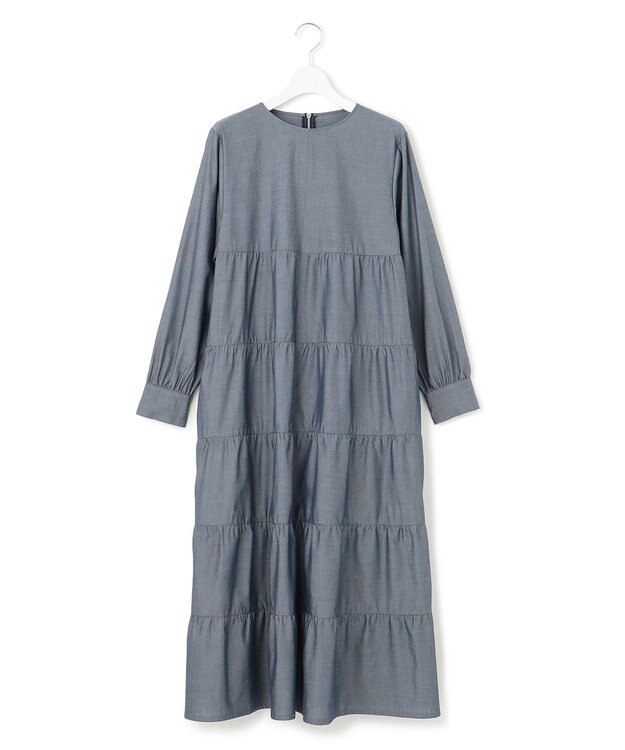 J.PRESS YORK STREET 【WOMEN】ティアード ワンピース ネイビー系