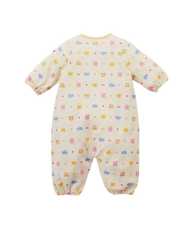 MIKI HOUSE HOT BISCUITS 【50-60㎝】 スムース素材 総柄ツーウェイオール アイボリー