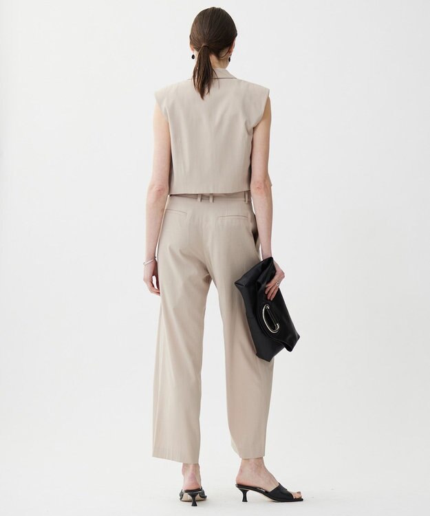 ICB 【接触冷感・UVカット・洗える】 T/Rドライリネン ショートジレ ベージュ系