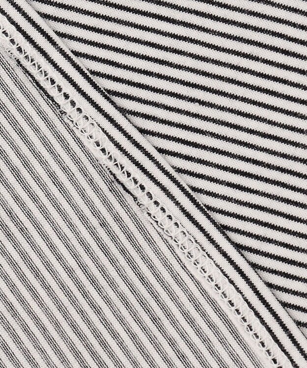 ANY SIS ロゴ刺繍 カットソー オフ×ブラックボーダー