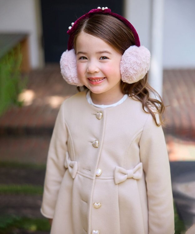 ANY KIDS パール×リボンイヤーマフ ピンク