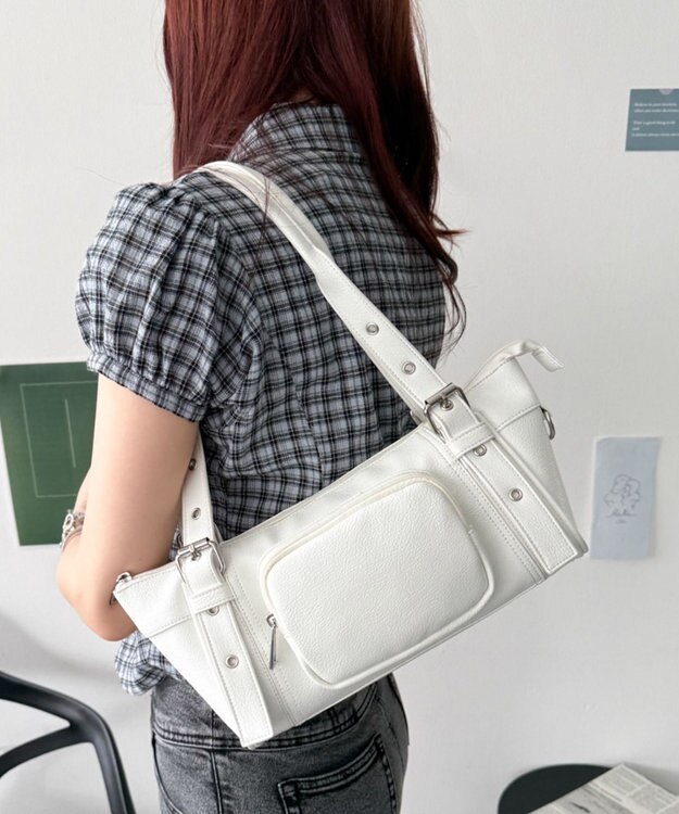 WEGO ハトメベルトミニボストン ホワイト