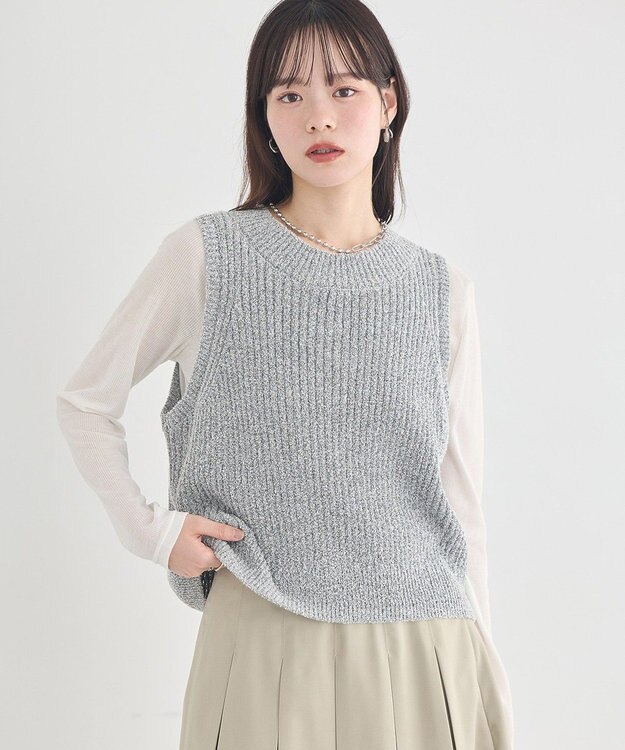 earth music&ecology クルーネックニットベスト Gray