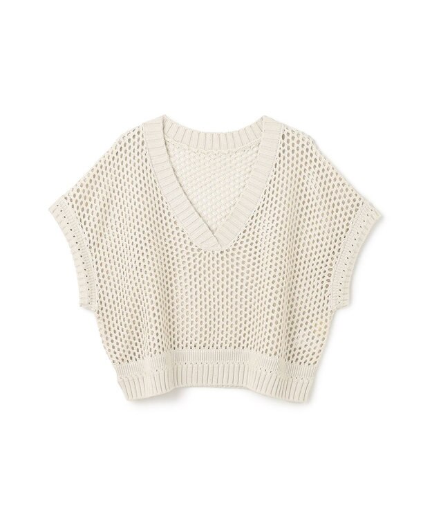 GRACE CONTINENTAL メッシュVネックニットトップ キナリ
