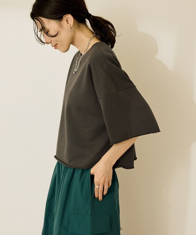 AMERICAN HOLIC ミニ裏毛5分袖プルオーバー Charcoal Gray