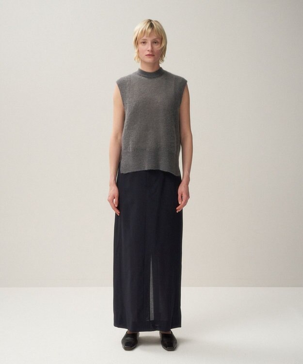 ATON WOOL LAWN | ストレートスカート DARK NAVY