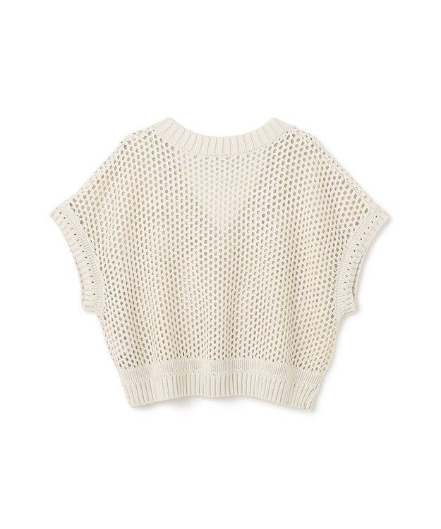 GRACE CONTINENTAL メッシュVネックニットトップ キナリ