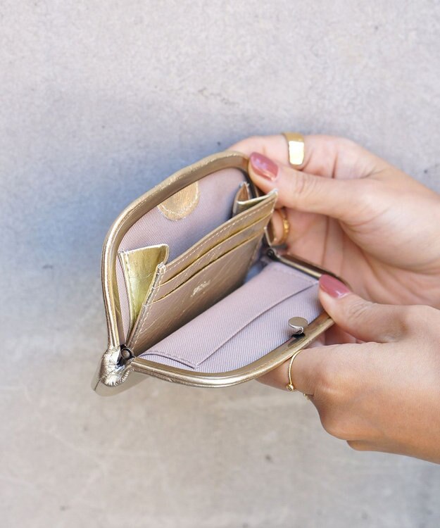 FOLNA RD ショート天溝がま口 財布 ゴールド