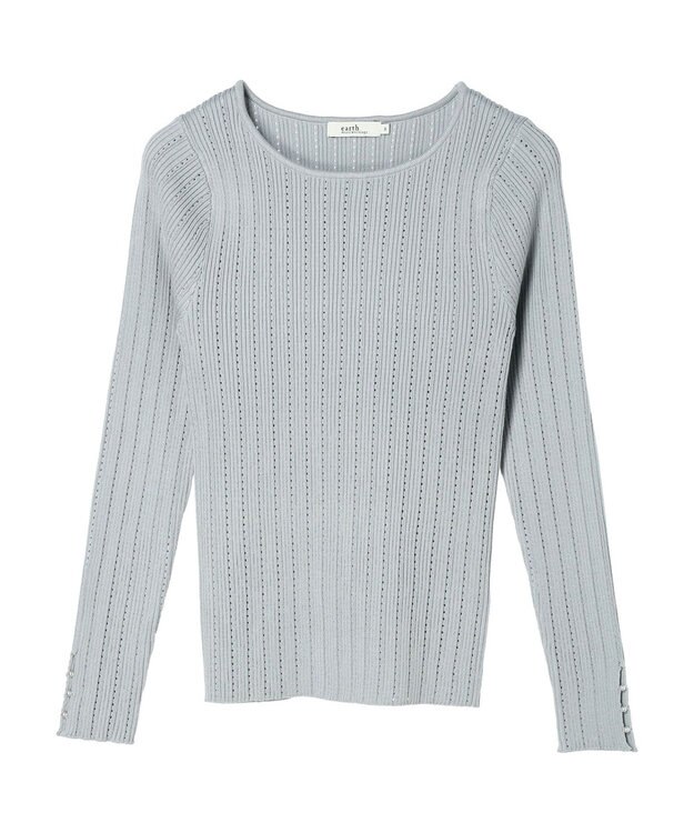 earth music&ecology ランダムリブパールニットプルオーバー Sax