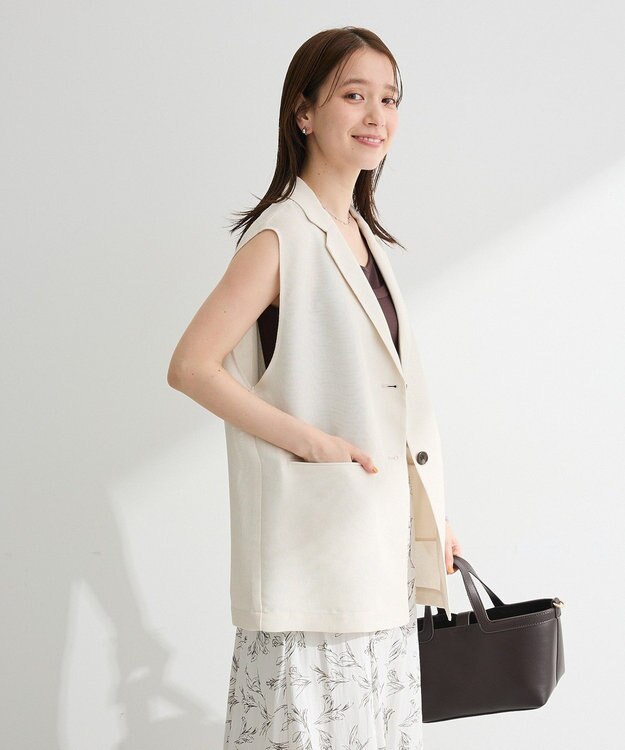 Green Parks メッシュフレンチスリーブジレ Ivory