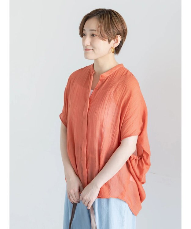 Te chichi 【7色展開】シャンブレーボイルドルマンシャツ テラコッタ